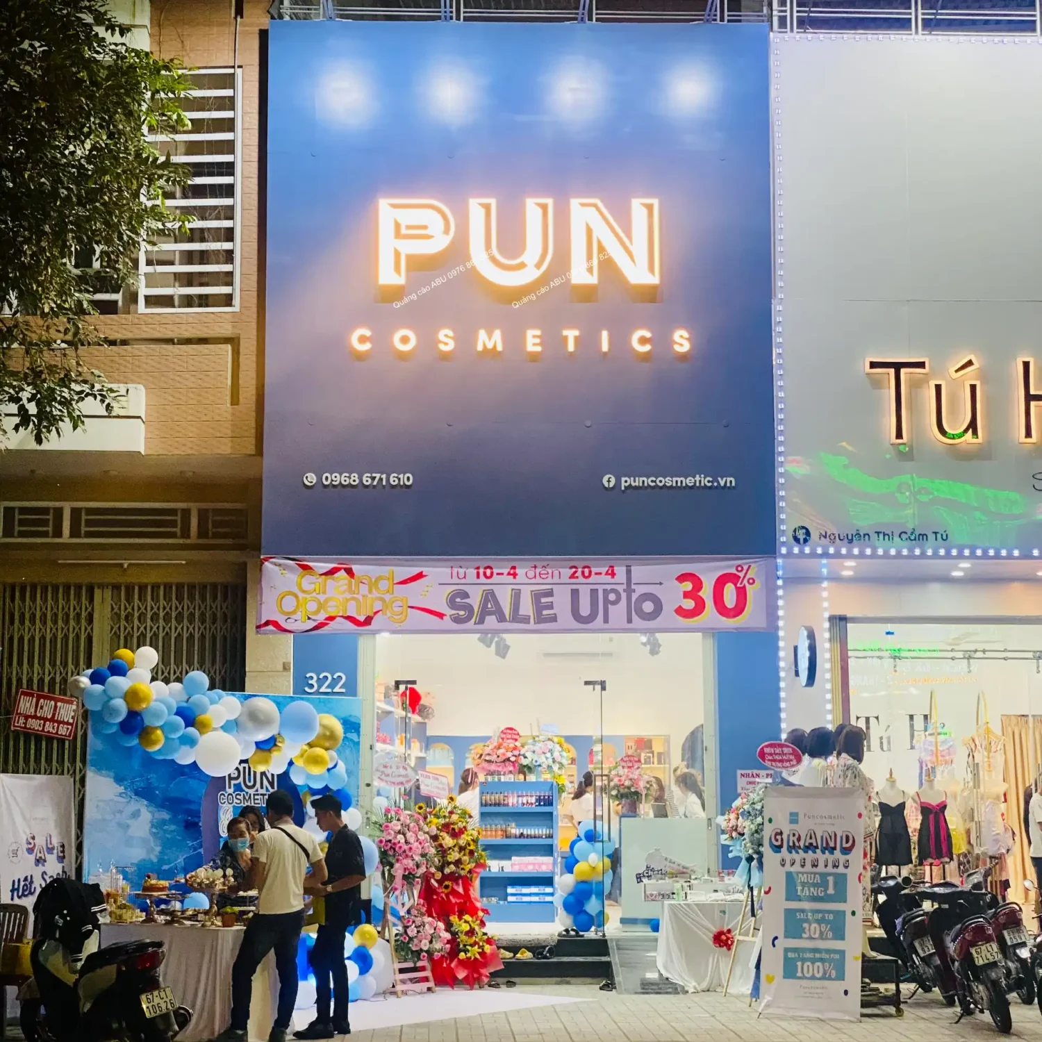 Hoàn thành mặt dựng alu cho 2 cửa hàng Pun Cosmetic