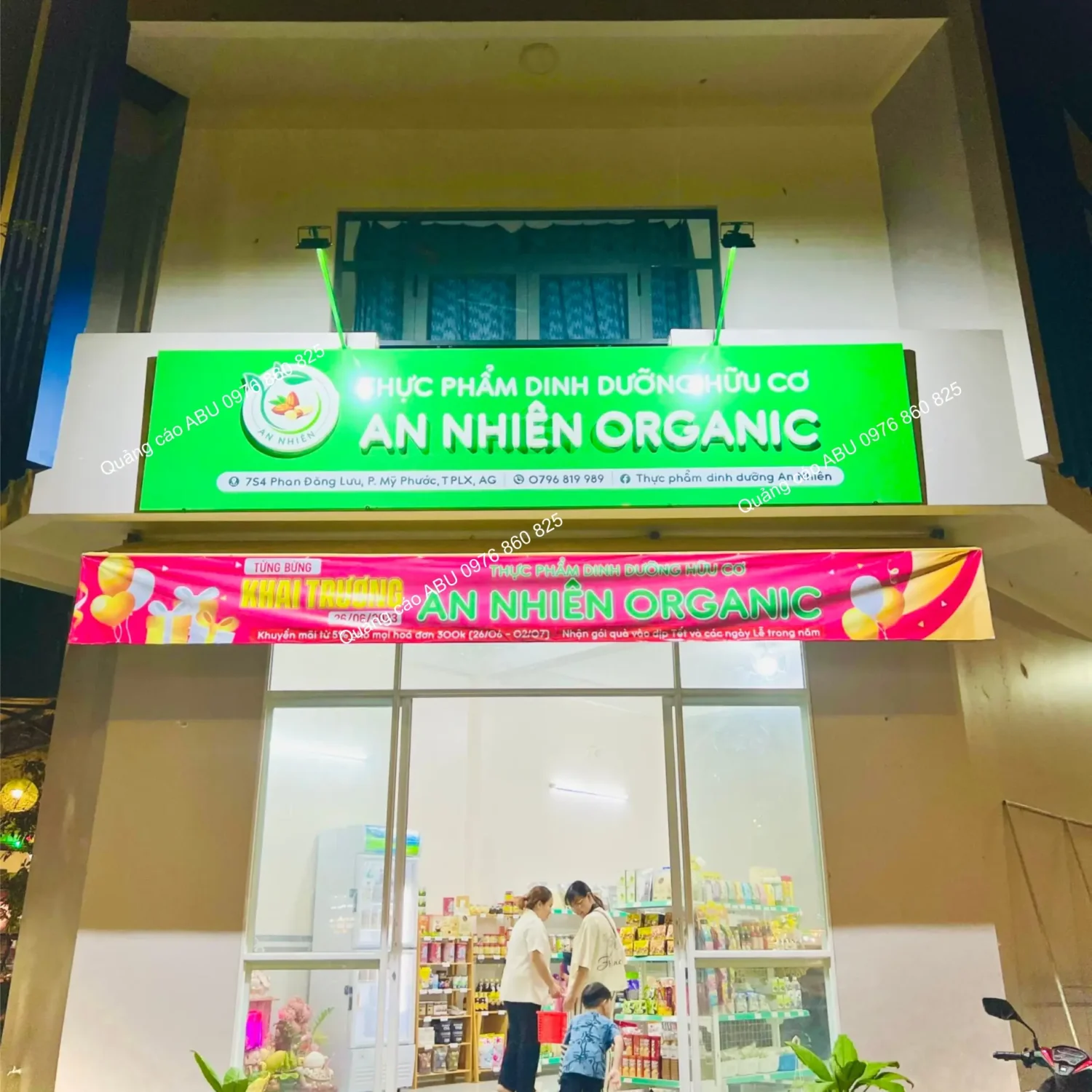Bàn giao bảng hiệu mặt tiền cho An Nhiên Organic
