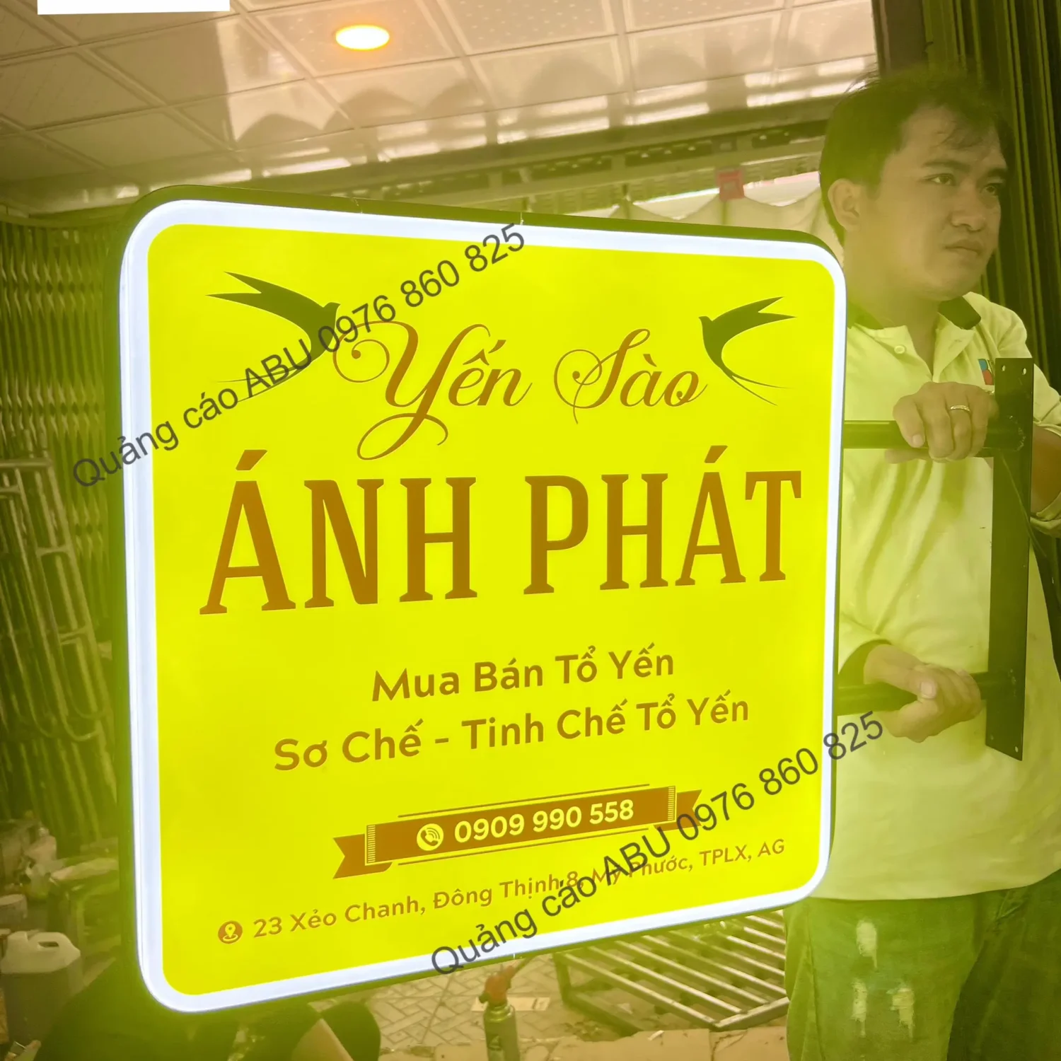Bảng hộp đèn vàng cho yến sào Ánh Phát
