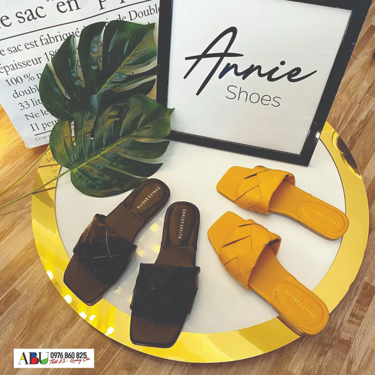 Bảng hiệu để bàn chụp chung sản phẩm Annie Shoes