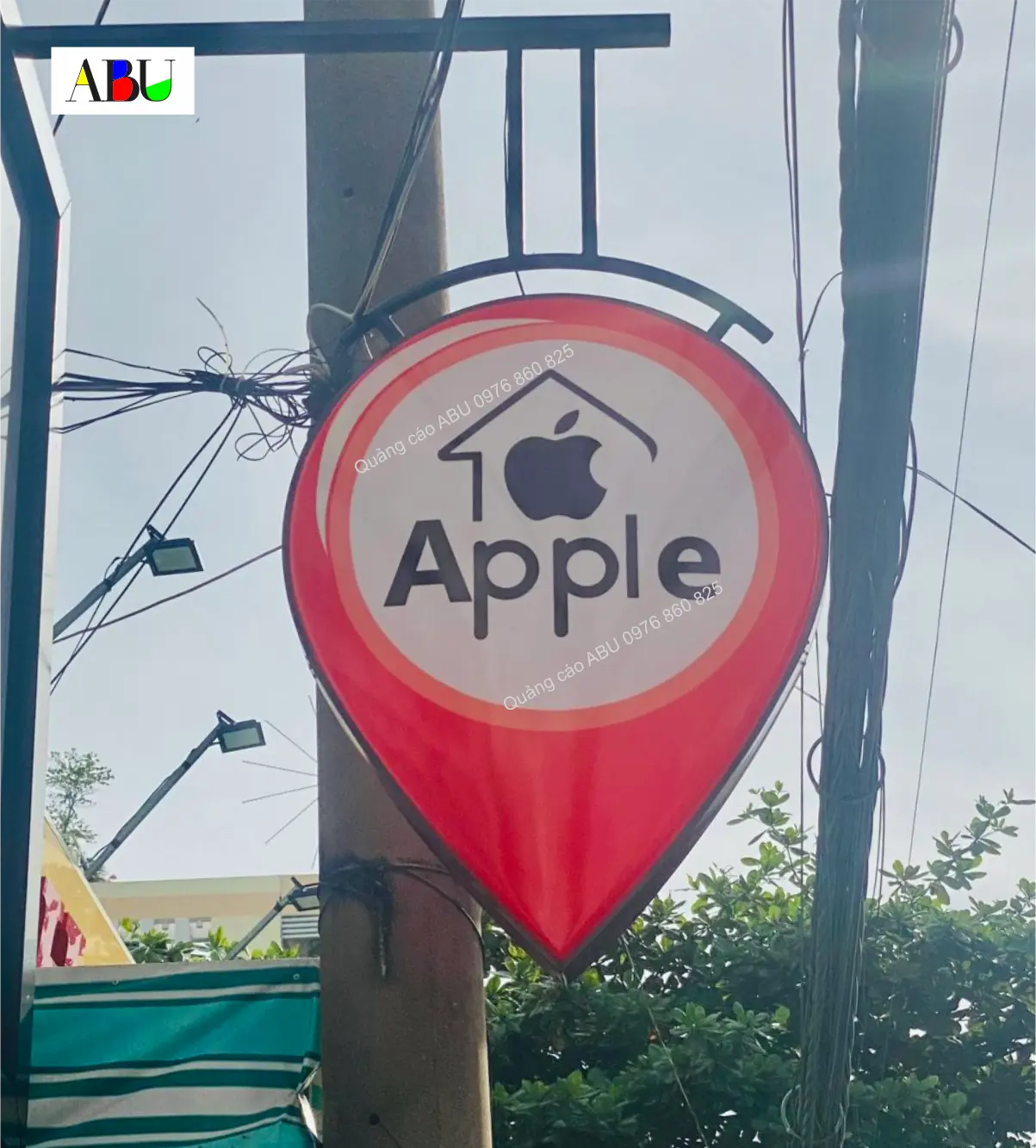 Bảng hộp đèn kiểu logo ghim vị trí cho Apple Store
