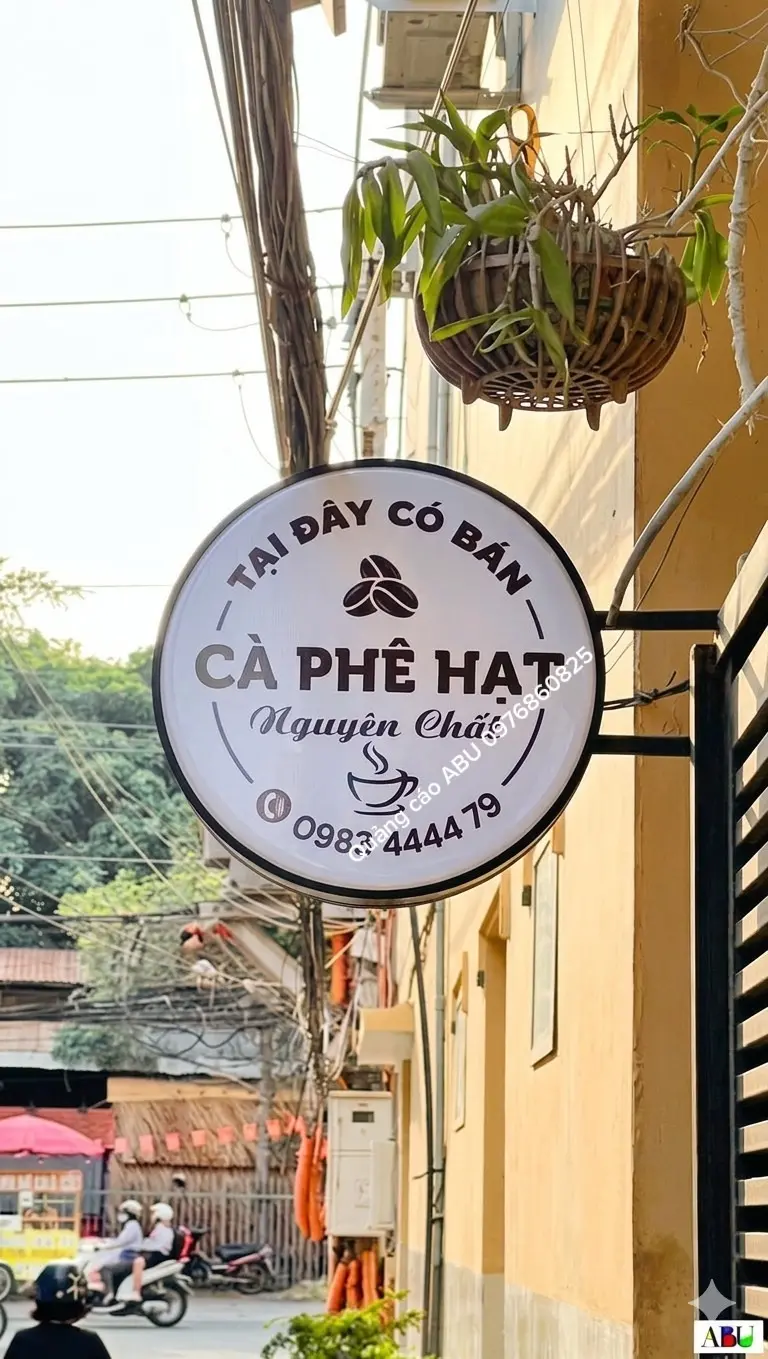 Bảng hộp đèn cà phê hạt nguyên chất