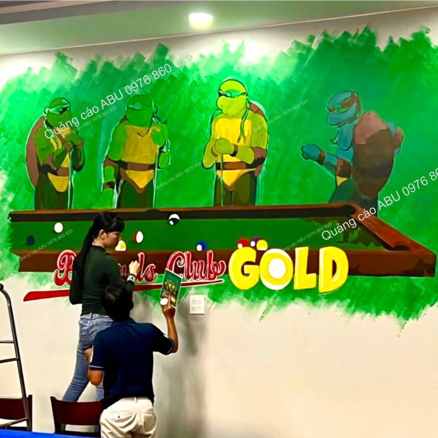 Tranh vẽ tường cho tiệm Billiards Club Gold