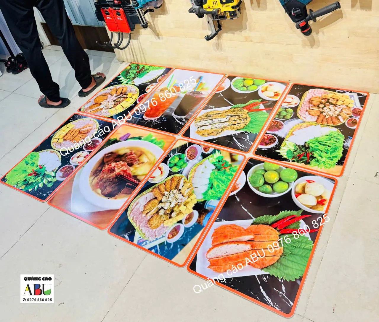 Tranh các món ăn treo tường cho tiệm bún đậu mắm tom Lam Mập