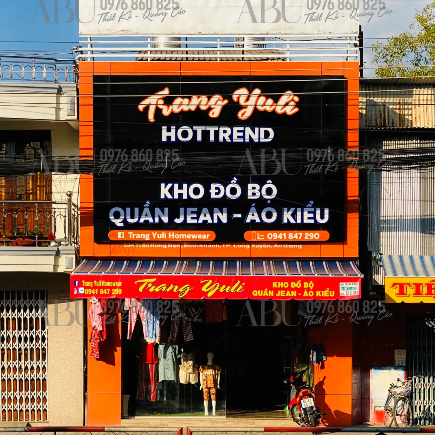 Bảng hiệu mặt tiền alu cho shop - kho đồ bộ TRANG YULI