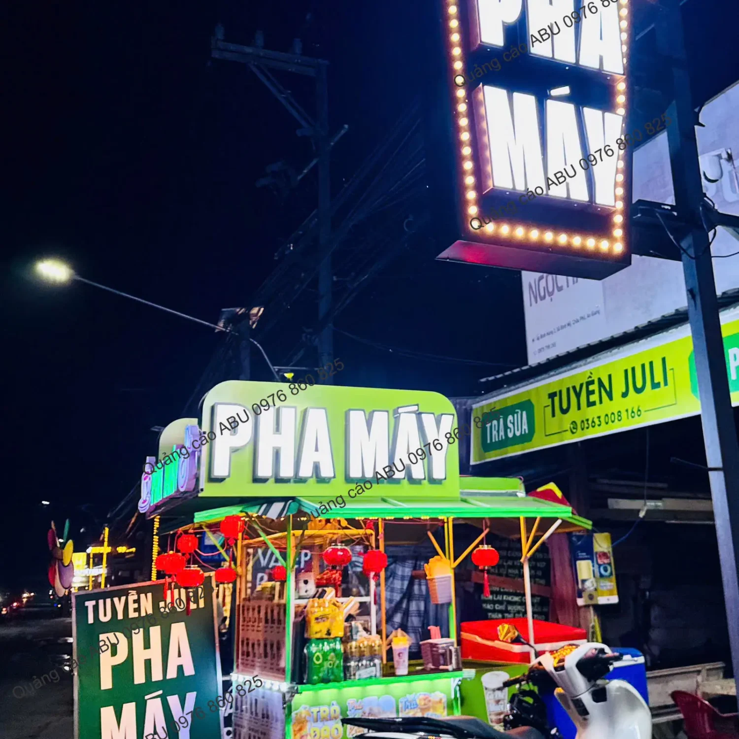 Trọn bộ bảng hiệu tiệm trà sữa, cafe pha máy TUYỀN JULI