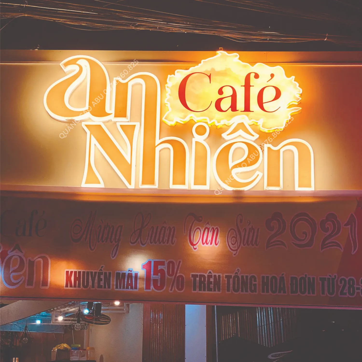Chữ nổi phát sáng An Nhiên Café