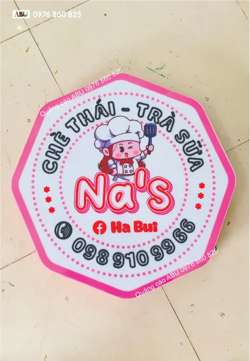 Bảng hiệu hộp đèn treo cho tiệm chè Thái, trà sữa - NA'S