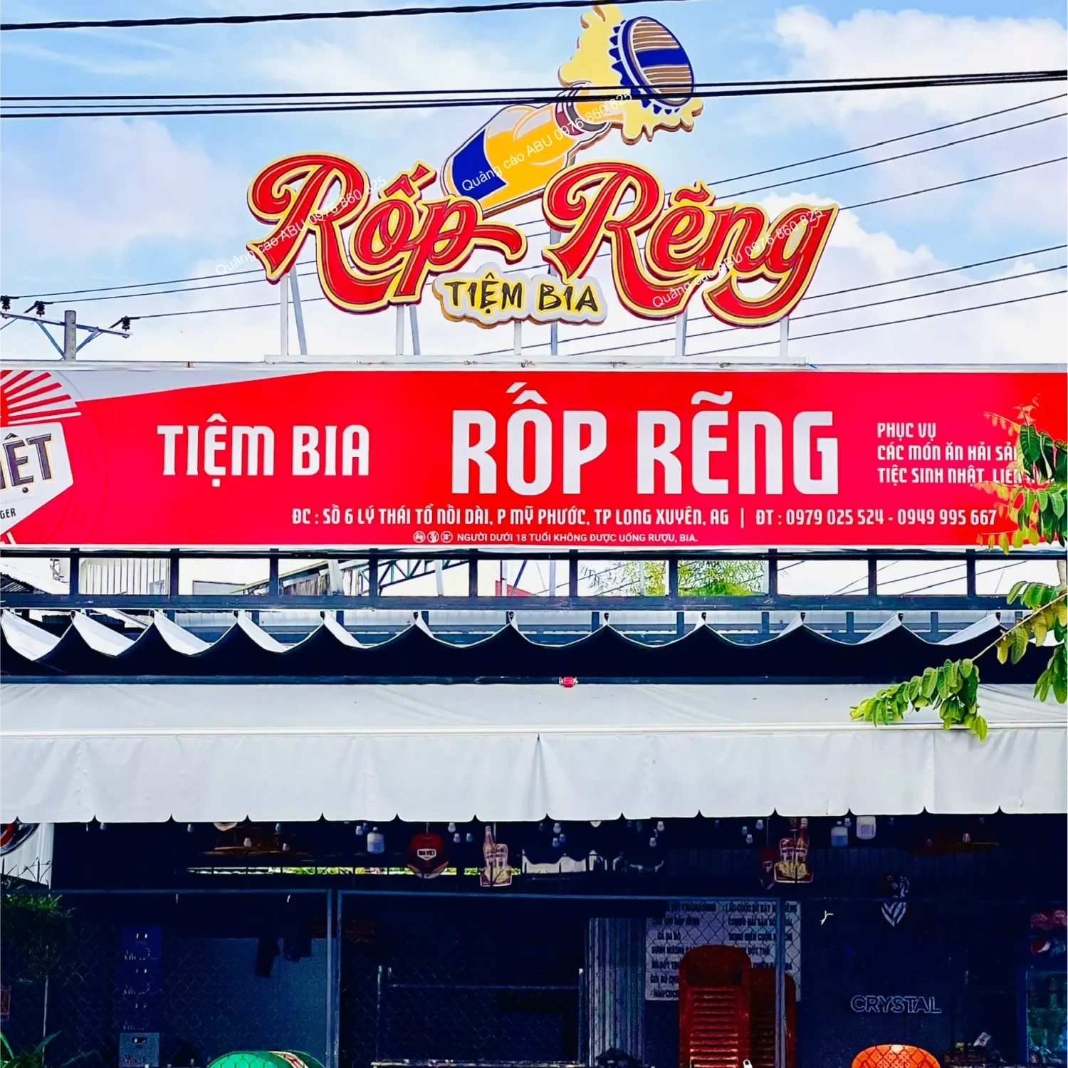 Bảng hiệu chữ nổi quán nhậu Rốp Rẽng