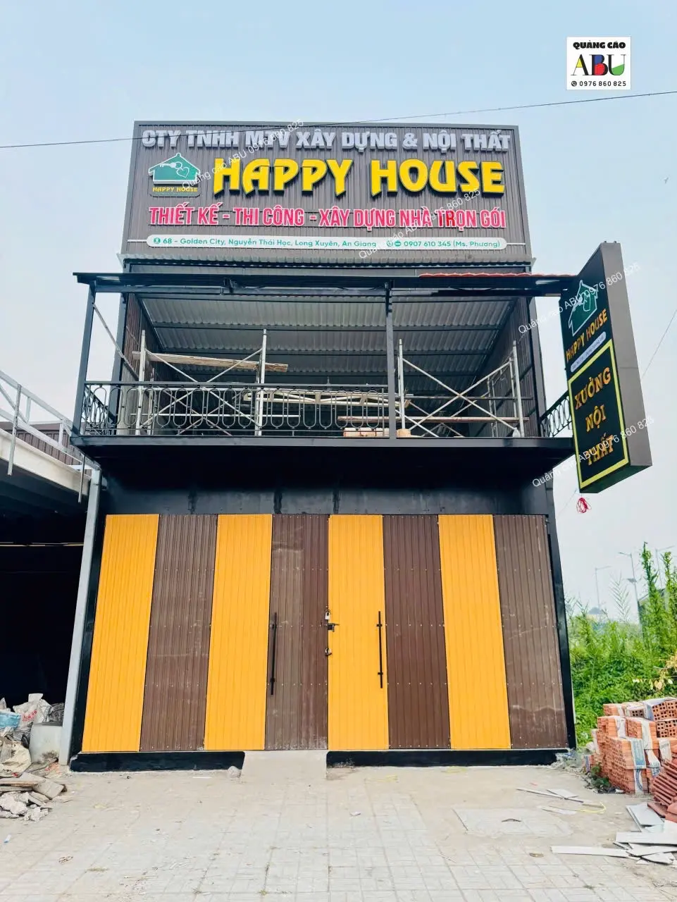 Bảng hiệu tole sóng cho công ty xây dựng, nội thất - HAPPY HOUSE